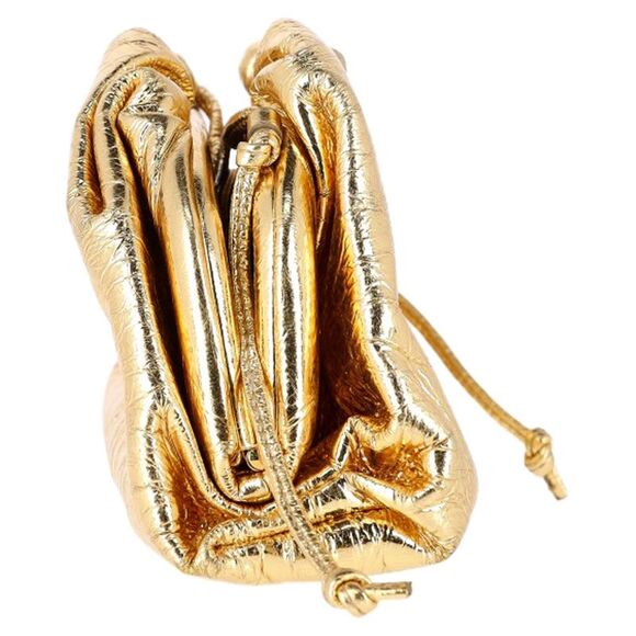 Bottega Veneta Wrinkled Mini Pouch Clutch Bag in Gold Leather - Picture 3 of 7